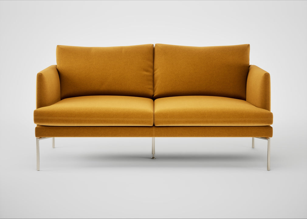 Matera 2 Seater Sofa Nobilis Velvet Mustard / Stainless Steel