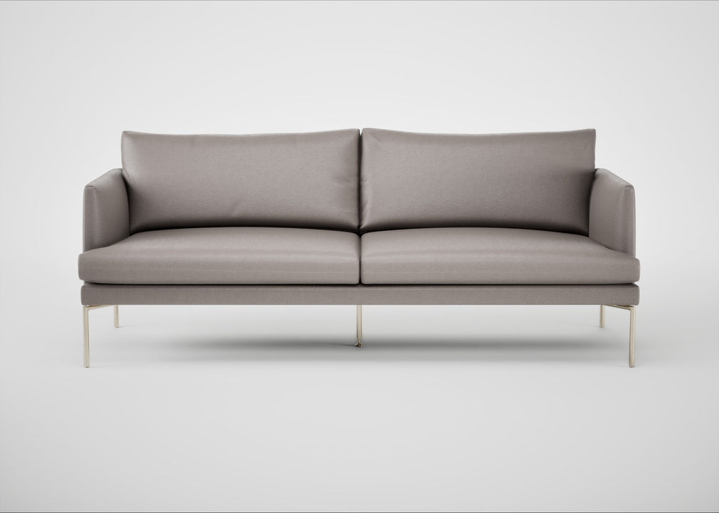 Matera 3 Seater Sofa Daino Leather Elephant / Stainless Steel