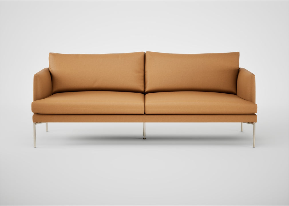 Matera 3 Seater Sofa Daino Leather Parchment / Stainless Steel