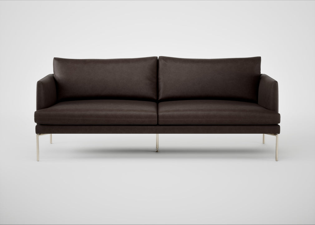 Matera 3 Seater Sofa Leather Grain Chocolate 066 / Stainless Steel