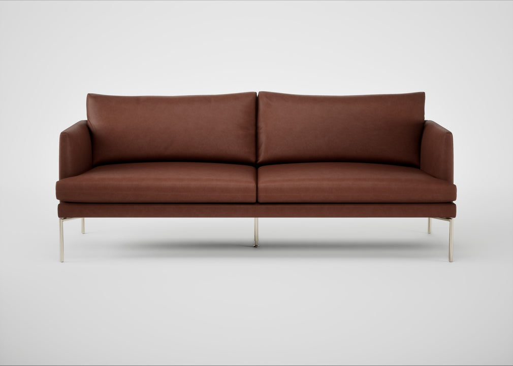 Matera 3 Seater Sofa Leather Grain Dark Brown 068 / Stainless Steel