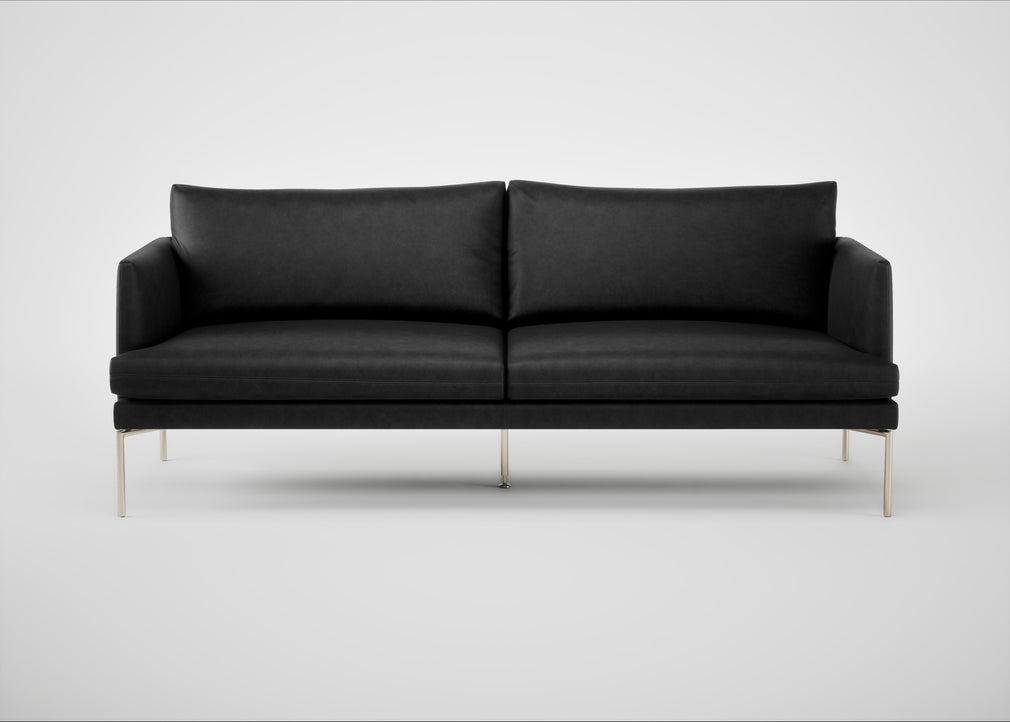 Matera 3 Seater Sofa Leather Grain Graphite 063 / Stainless Steel