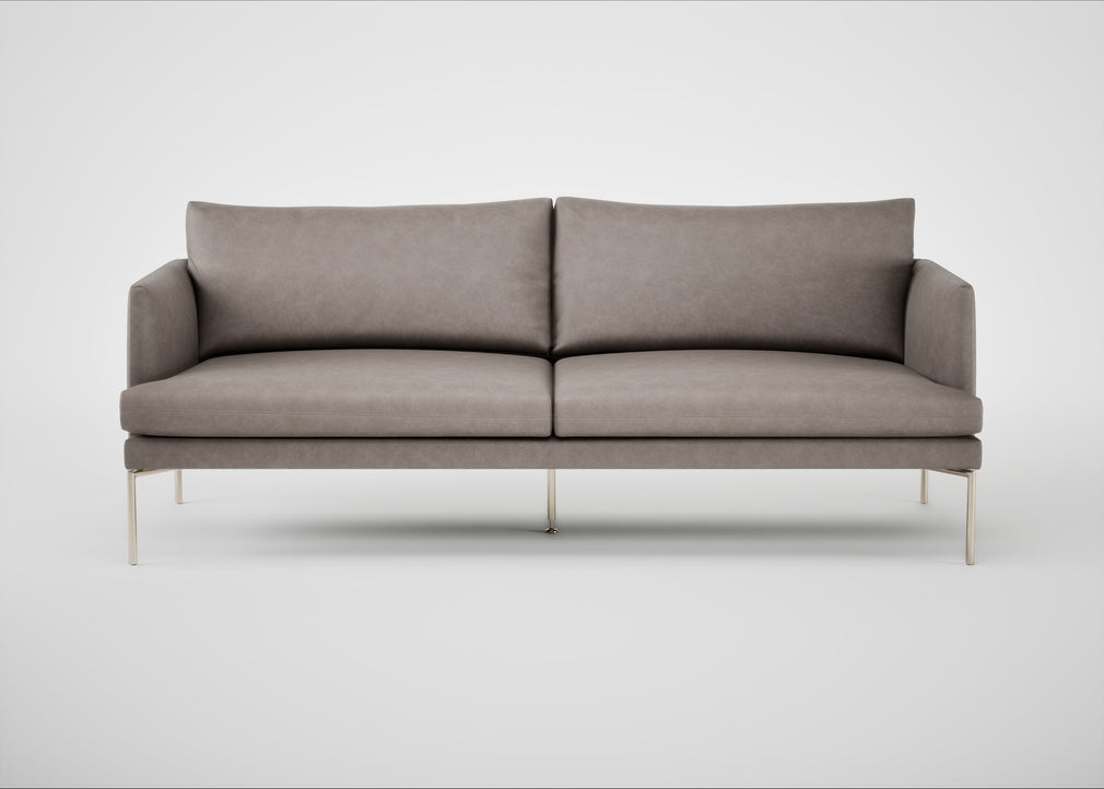Matera 3 Seater Sofa Leather Grain Light Grey 060 / Stainless Steel