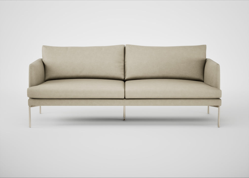 Matera 3 Seater Sofa Leather Grain Storm 006 / Stainless Steel