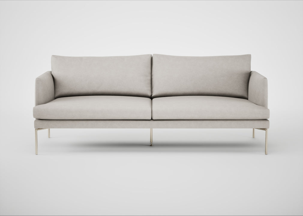 Matera 3 Seater Sofa Leather Grain White 000 / Stainless Steel
