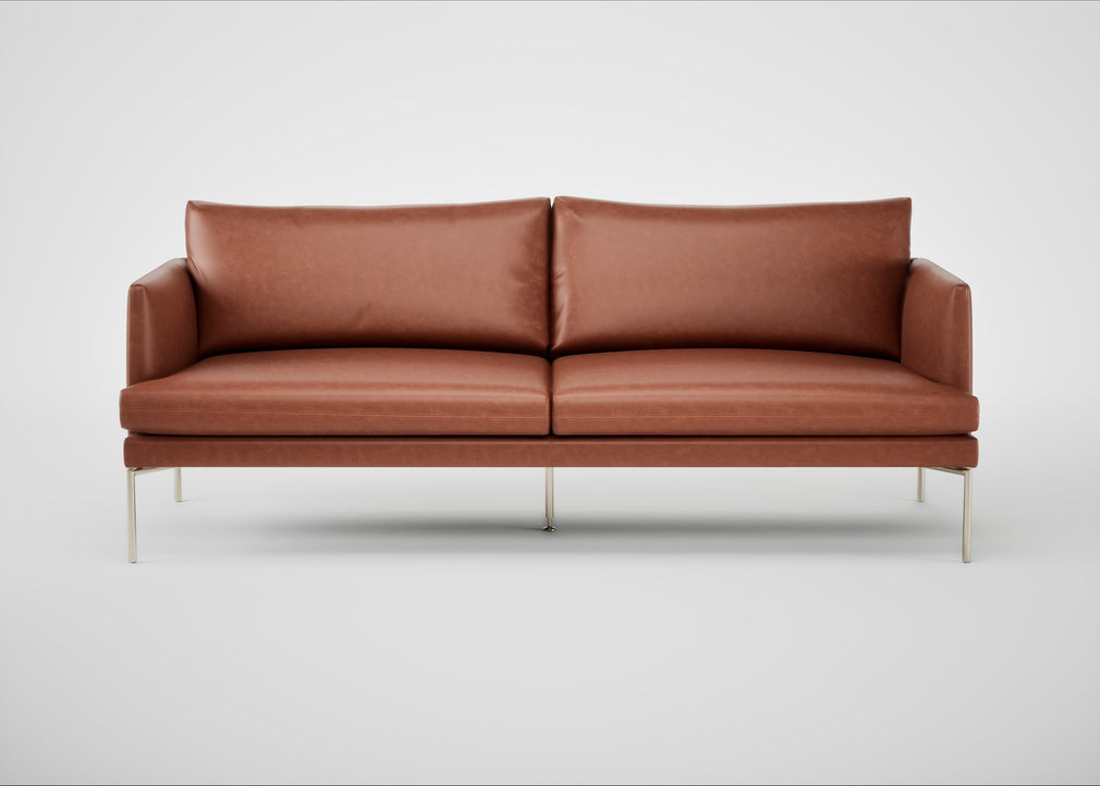Matera 3 Seater Sofa Leather Stonewash Light Brown 274 / Stainless Steel
