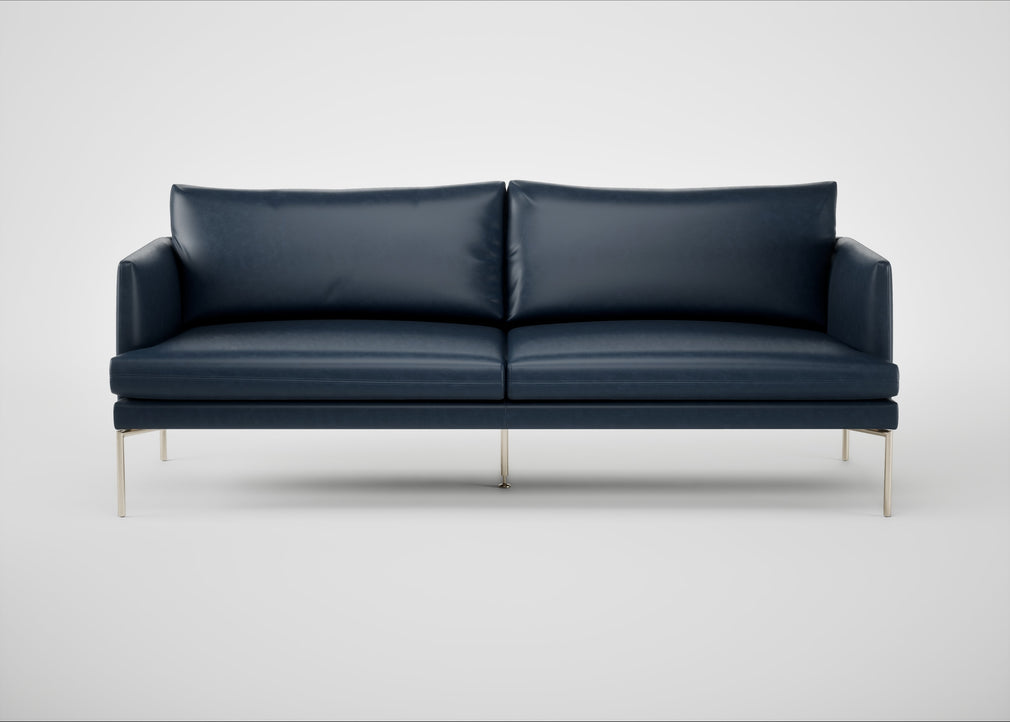 Matera 3 Seater Sofa Leather Stonewash Black 263 / Stainless Steel