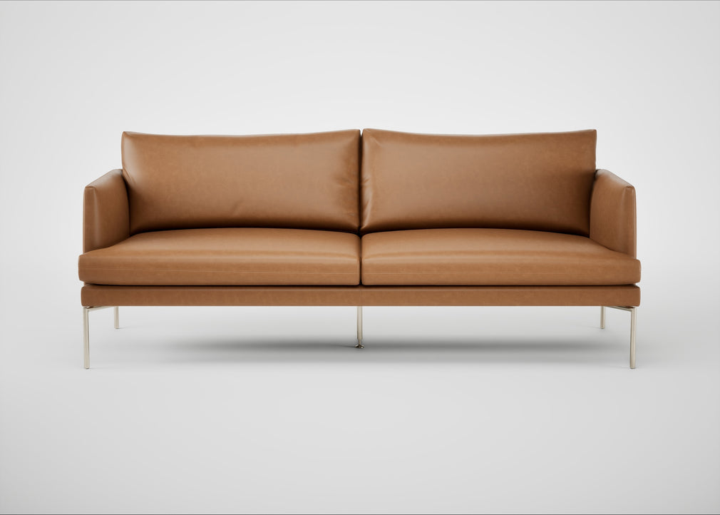 Matera 3 Seater Sofa Leather Stonewash Toffee 277 / Stainless Steel