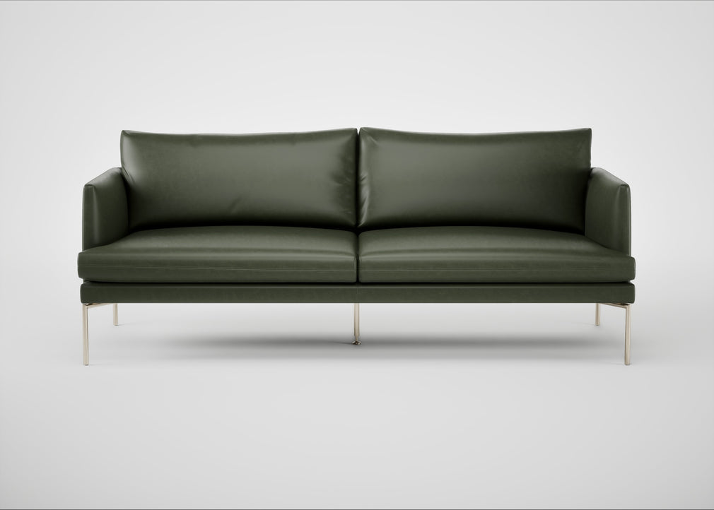 Matera 3 Seater Sofa Leather Stonewash Navy Blue 279 / Stainless Steel