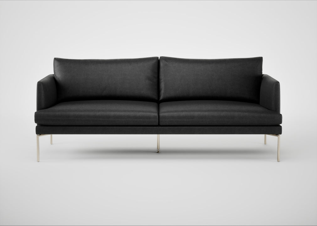 Matera 3 Seater Sofa Linea Leather Black 622 / Stainless Steel