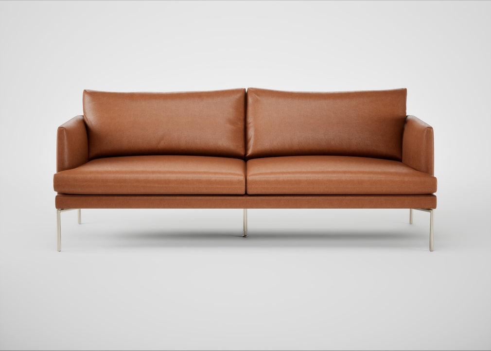 Matera 3 Seater Sofa Linea Leather Brown 680 / Stainless Steel