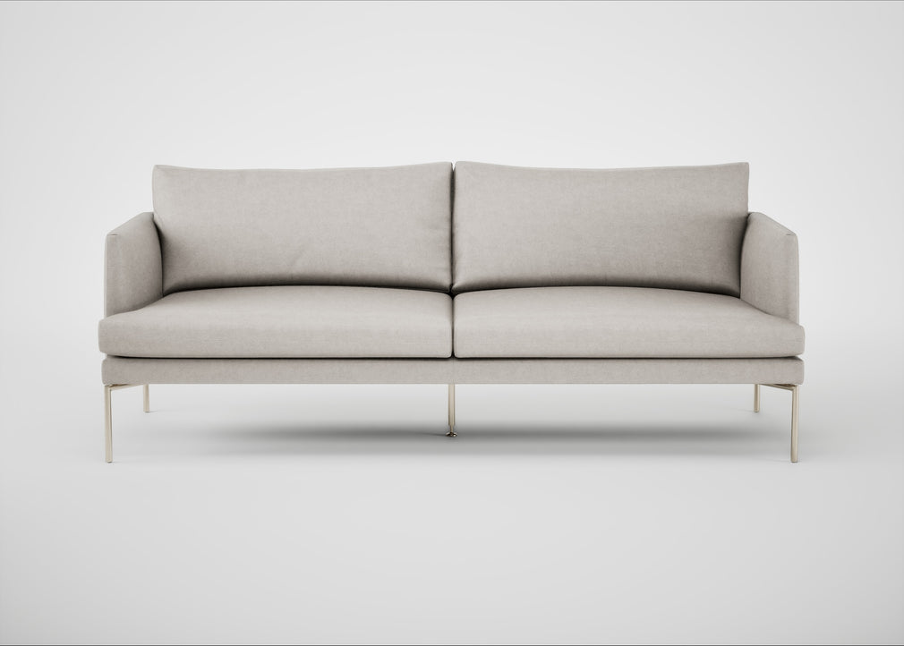 Matera 3 Seater Sofa Linea Leather White 634 / Stainless Steel