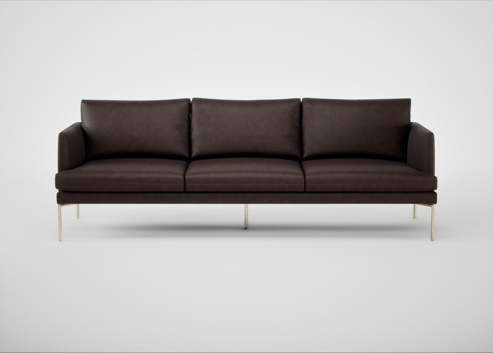 Matera 4 Seater Sofa Leather Grain Chocolate 066 / Stainless Steel
