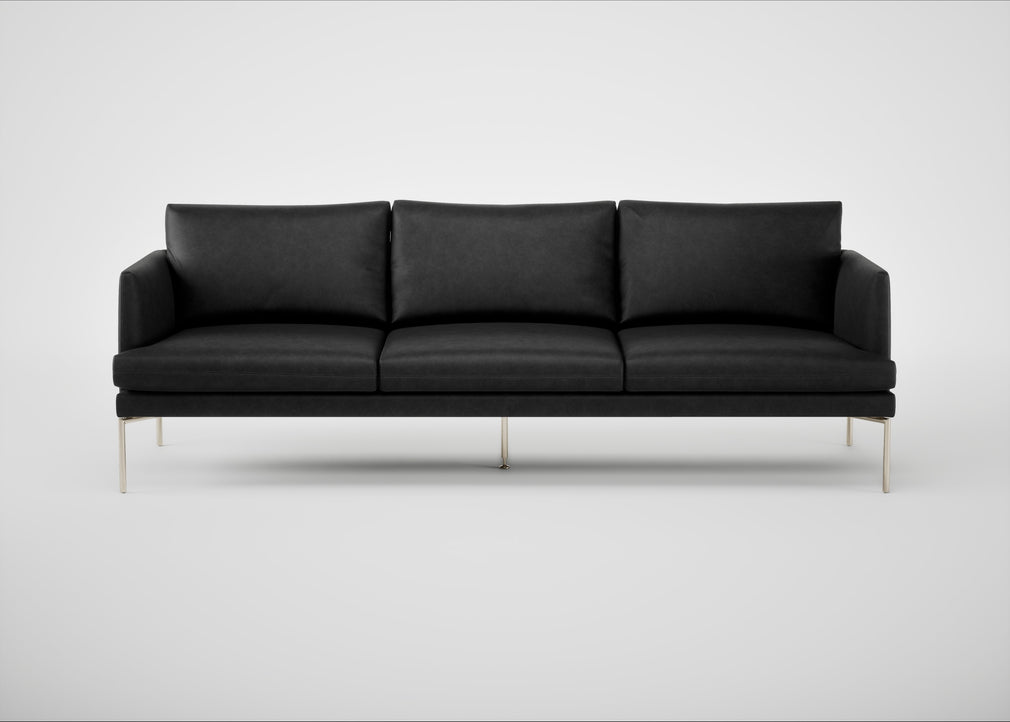 Matera 4 Seater Sofa Leather Grain Graphite 063 / Stainless Steel