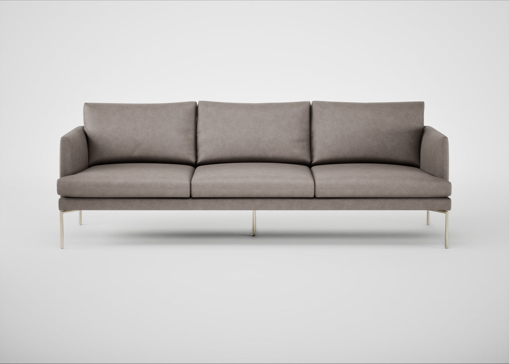 Matera 4 Seater Sofa Leather Grain Light Grey 060 / Stainless Steel