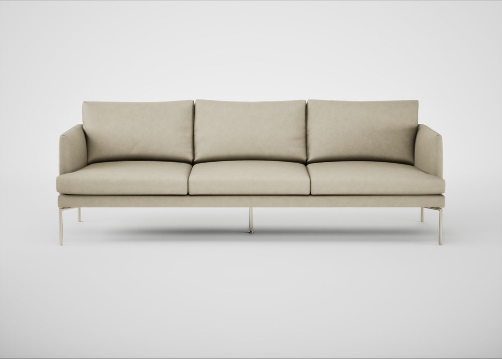 Matera 4 Seater Sofa Leather Grain Storm 006 / Stainless Steel