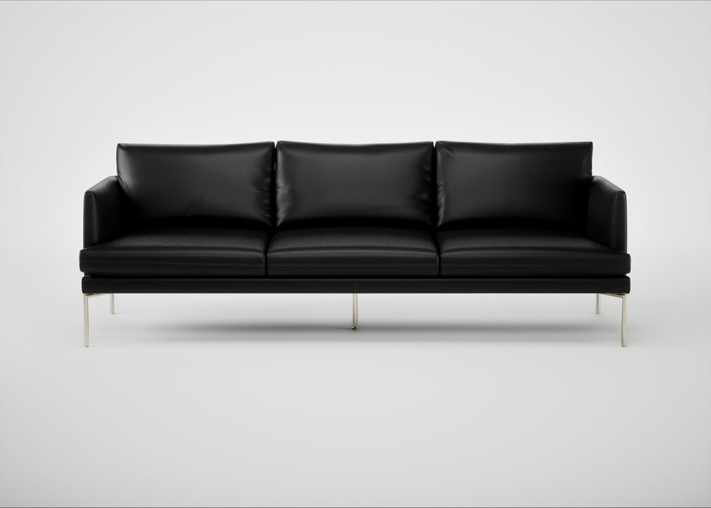 Matera 4 Seater Sofa Leather Stonewash Vintage Green 278 / Stainless Steel