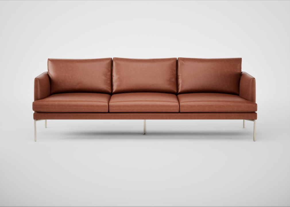 Matera 4 Seater Sofa Leather Stonewash Light Brown 274 / Stainless Steel