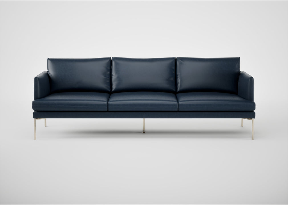 Matera 4 Seater Sofa Leather Stonewash Black 263 / Stainless Steel