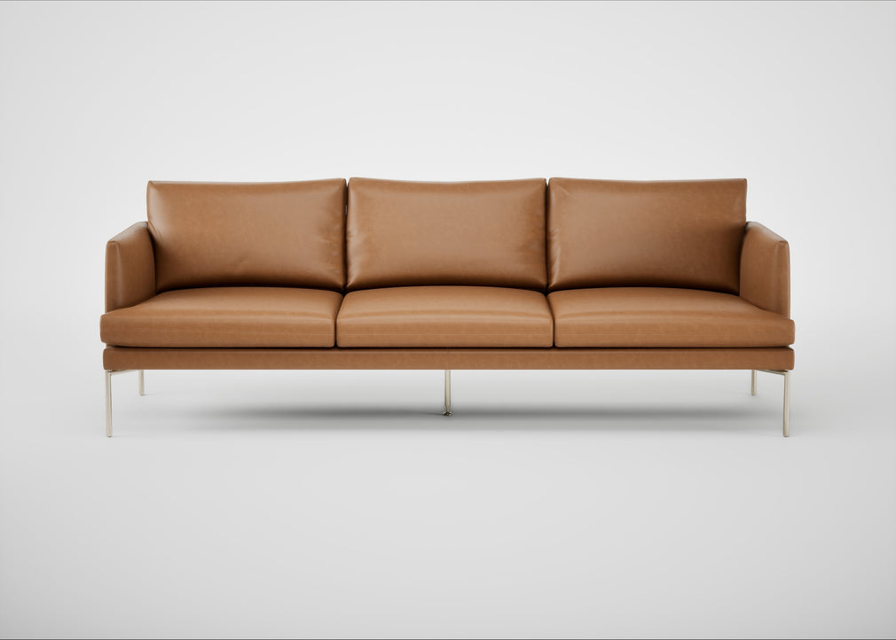 Matera 4 Seater Sofa Leather Stonewash Toffee 277 / Stainless Steel