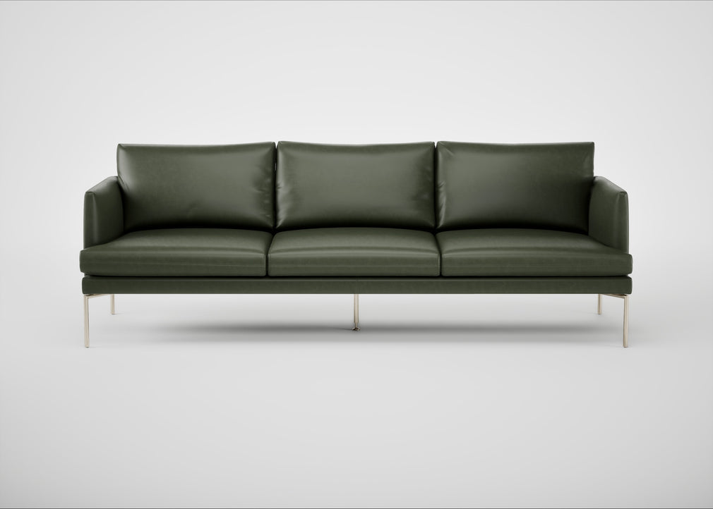 Matera 4 Seater Sofa Leather Stonewash Navy Blue 279 / Stainless Steel
