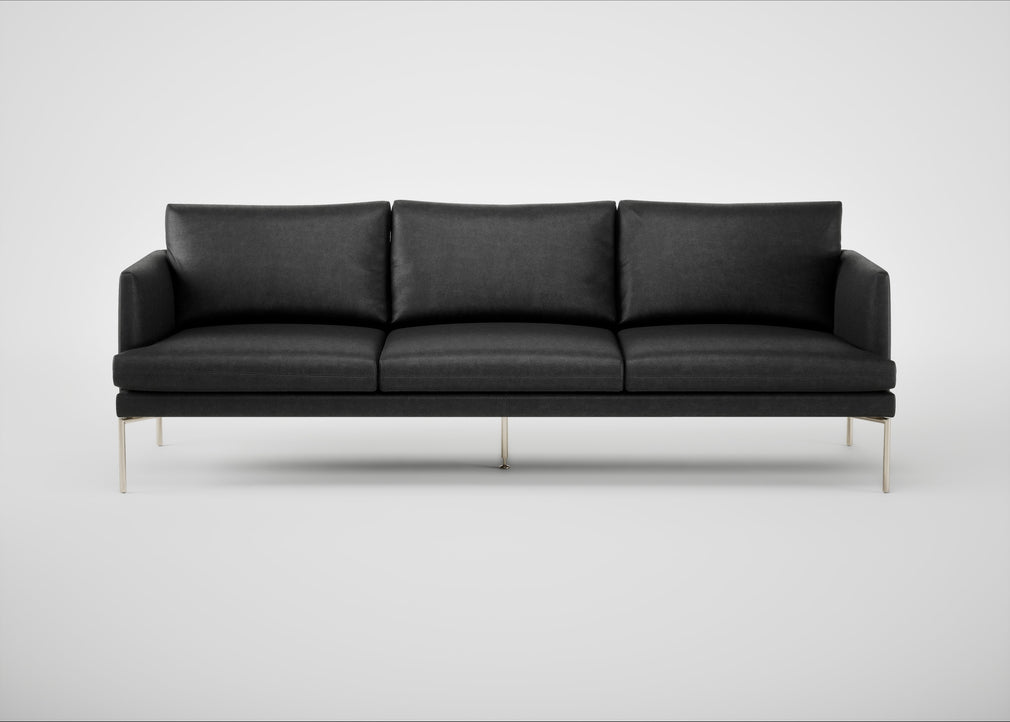 Matera 4 Seater Sofa Linea Leather Black 622 / Stainless Steel
