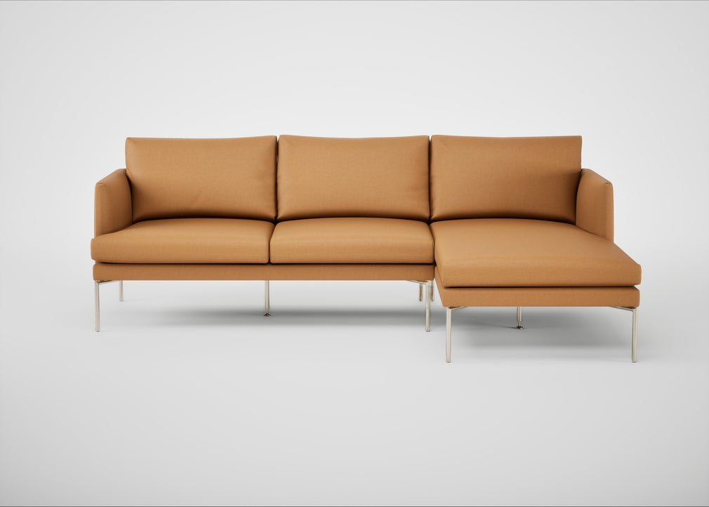 Matera Right Hand Facing Chaise Sofa Daino Leather Parchment / Stainless Steel
