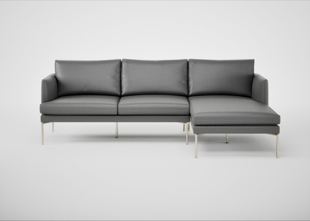 Matera Right Hand Facing Chaise Sofa Daino Leather Steel / Stainless Steel