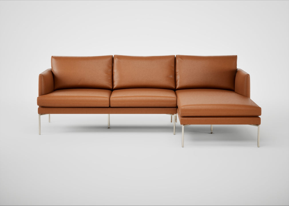 Matera Right Hand Facing Chaise Sofa Daino Leather Treacle / Stainless Steel