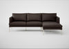 Matera Right Hand Facing Chaise Sofa Leather Grain Chocolate 066 / Stainless Steel