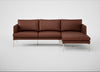 Matera Right Hand Facing Chaise Sofa Leather Grain Dark Brown 068 / Stainless Steel