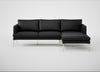 Matera Right Hand Facing Chaise Sofa Leather Grain Graphite 063 / Stainless Steel