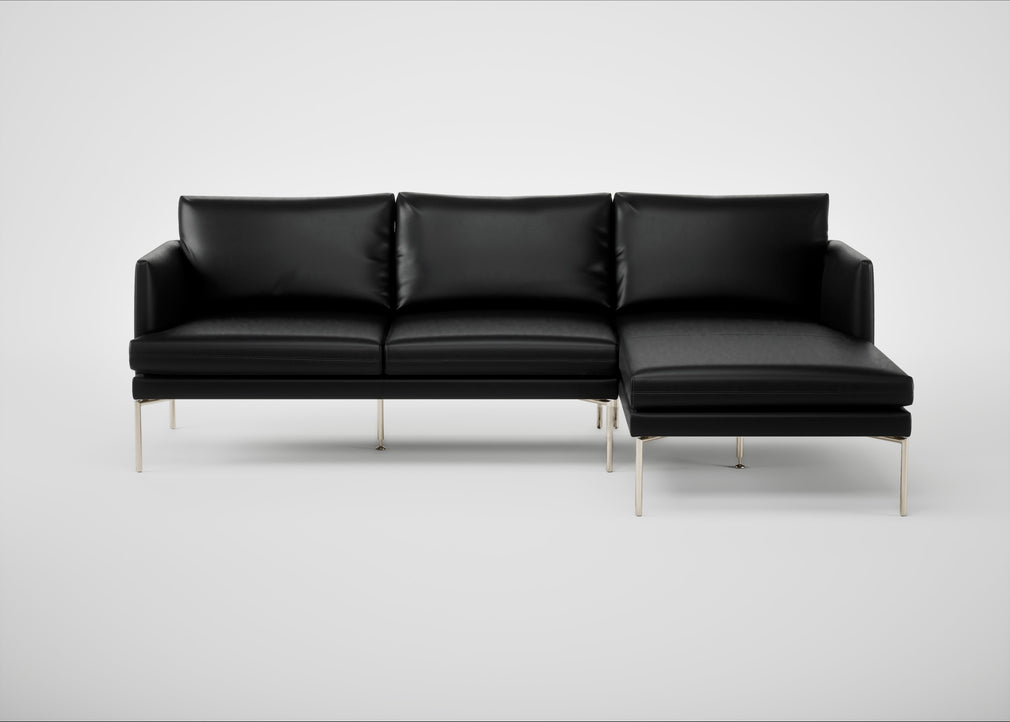 Matera Right Hand Facing Chaise Sofa Leather Stonewash Light Brown 274 / Stainless Steel