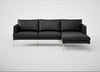 Matera Right Hand Facing Chaise Sofa Linea Leather Black 622 / Stainless Steel