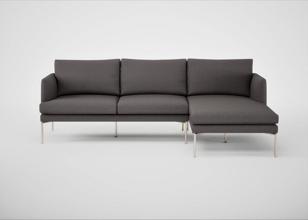Matera Right Hand Facing Chaise Sofa Loop Boucle Granite / Stainless Steel