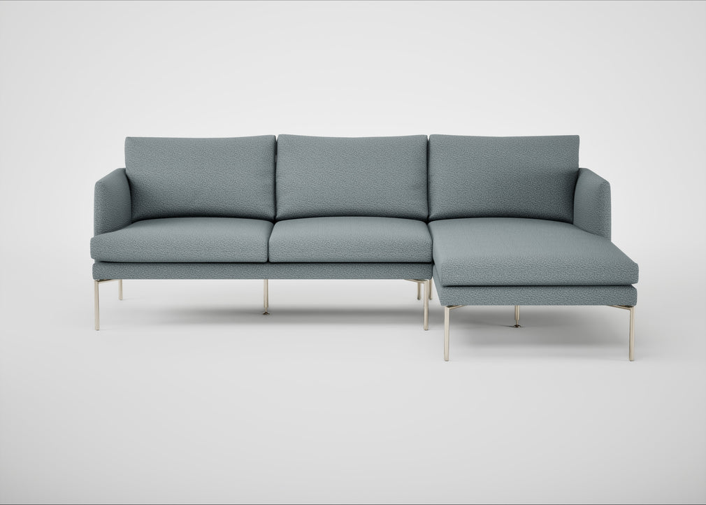 Matera Right Hand Facing Chaise Sofa Loop Boucle Sky / Stainless Steel