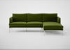 Matera Right Hand Facing Chaise Sofa Nobilis Velvet Leaf / Stainless Steel