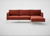 Matera Right Hand Facing Chaise Sofa Nobilis Velvet Rust / Stainless Steel