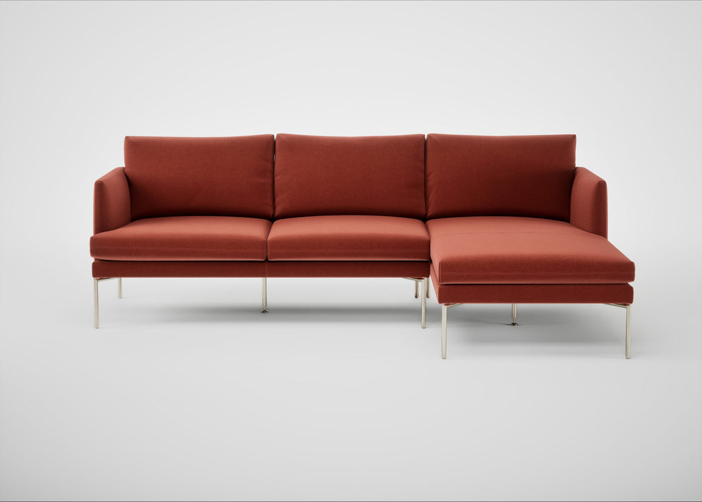 Matera Right Hand Facing Chaise Sofa Nobilis Velvet Rust / Stainless Steel