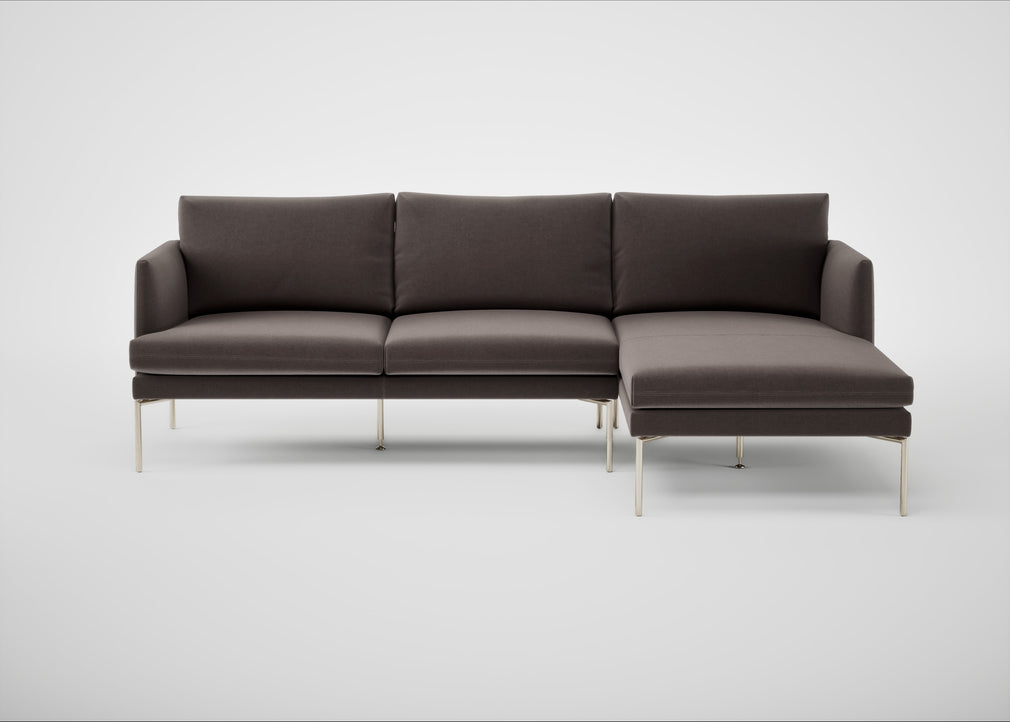Matera Right Hand Facing Chaise Sofa Nobilis Velvet Sable / Stainless Steel
