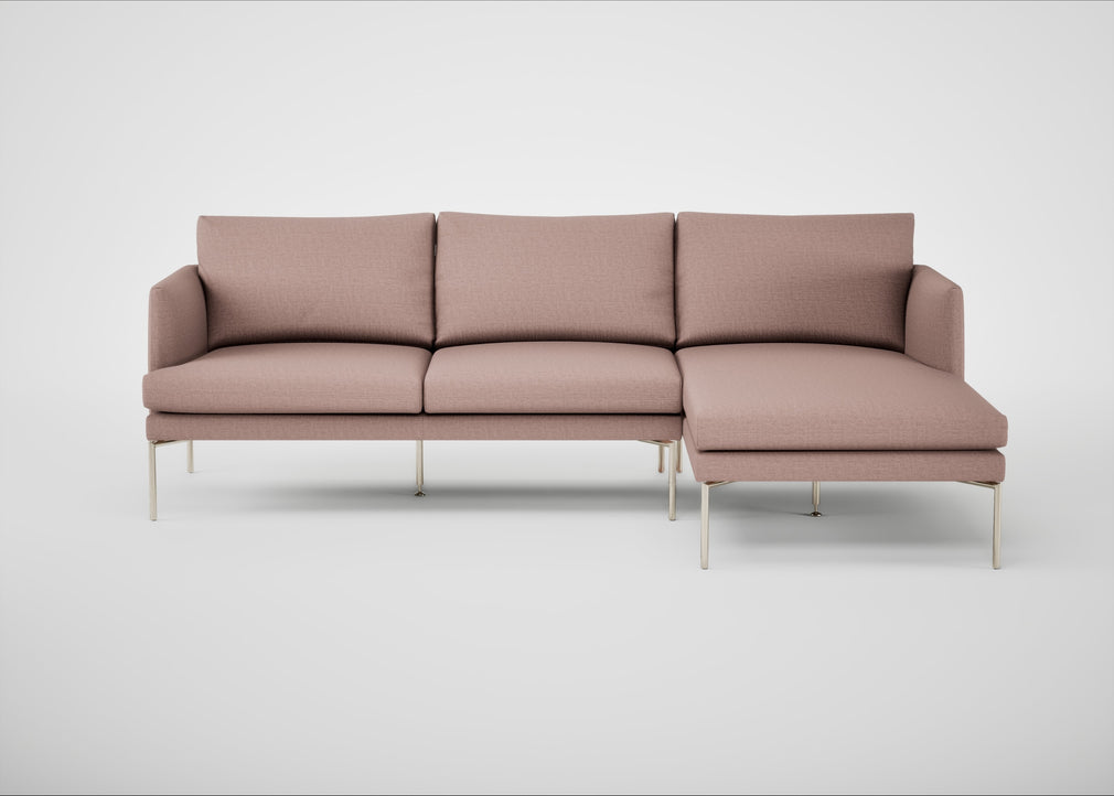 Matera Right Hand Facing Chaise Sofa Siena Cotton Dusky Pink / Stainless Steel