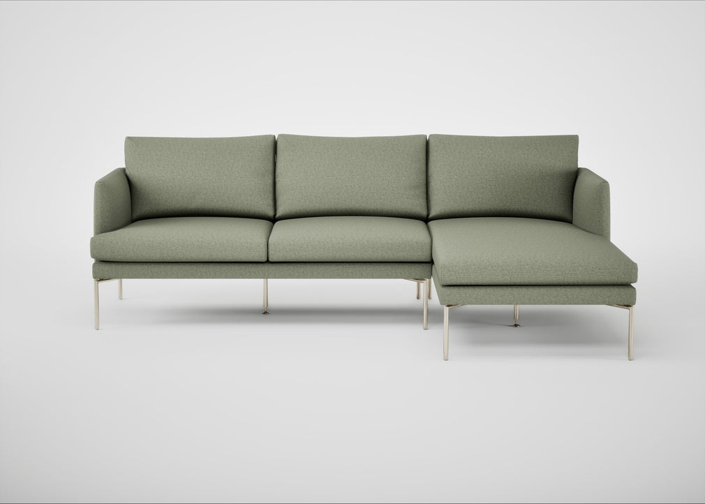 Matera Right Hand Facing Chaise Sofa Siena Cotton Pistachio / Stainless Steel