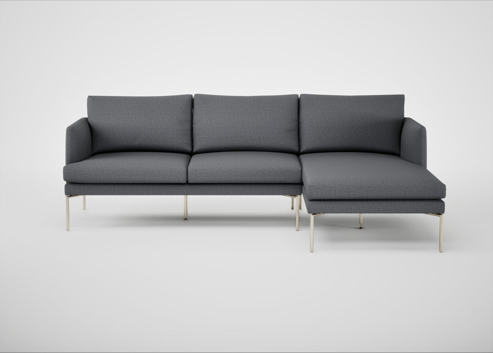 Matera Right Hand Facing Chaise Sofa Siena Cotton Shale Grey / Stainless Steel