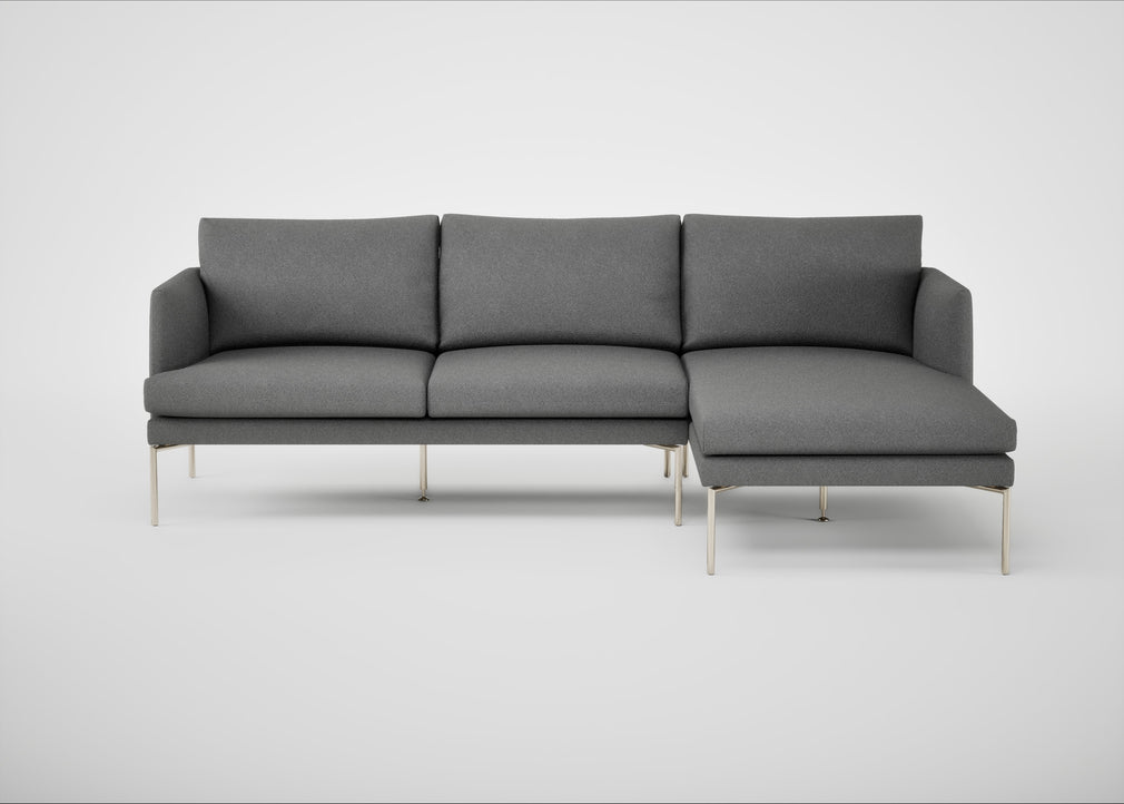 Matera Right Hand Facing Chaise Sofa St Moritz Wool Teal / Stainless Steel