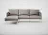 Matera Left Hand Facing Chaise Sofa Daino Leather Elephant / Stainless Steel