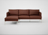 Matera Left Hand Facing Chaise Sofa Leather Grain Dark Brown 068 / Stainless Steel
