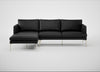 Matera Left Hand Facing Chaise Sofa Leather Grain Graphite 063 / Stainless Steel