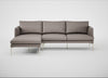 Matera Left Hand Facing Chaise Sofa Leather Grain Light Grey 060 / Stainless Steel