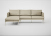 Matera Left Hand Facing Chaise Sofa Leather Grain Storm 006 / Stainless Steel