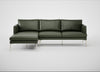 Matera Left Hand Facing Chaise Sofa Leather Stonewash Vintage Green 278 / Stainless Steel